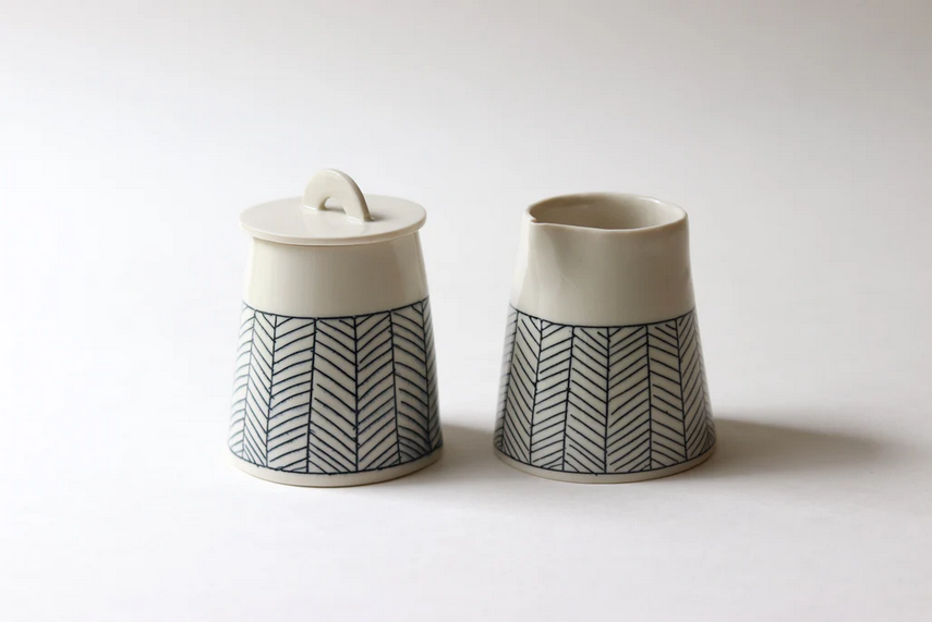 Herringbone Sugar Keeper - White